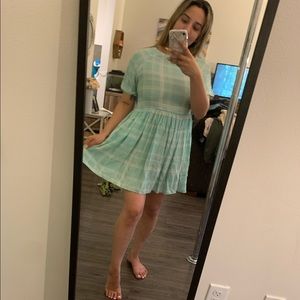 ASOS Petite Babydoll Green And White Dress